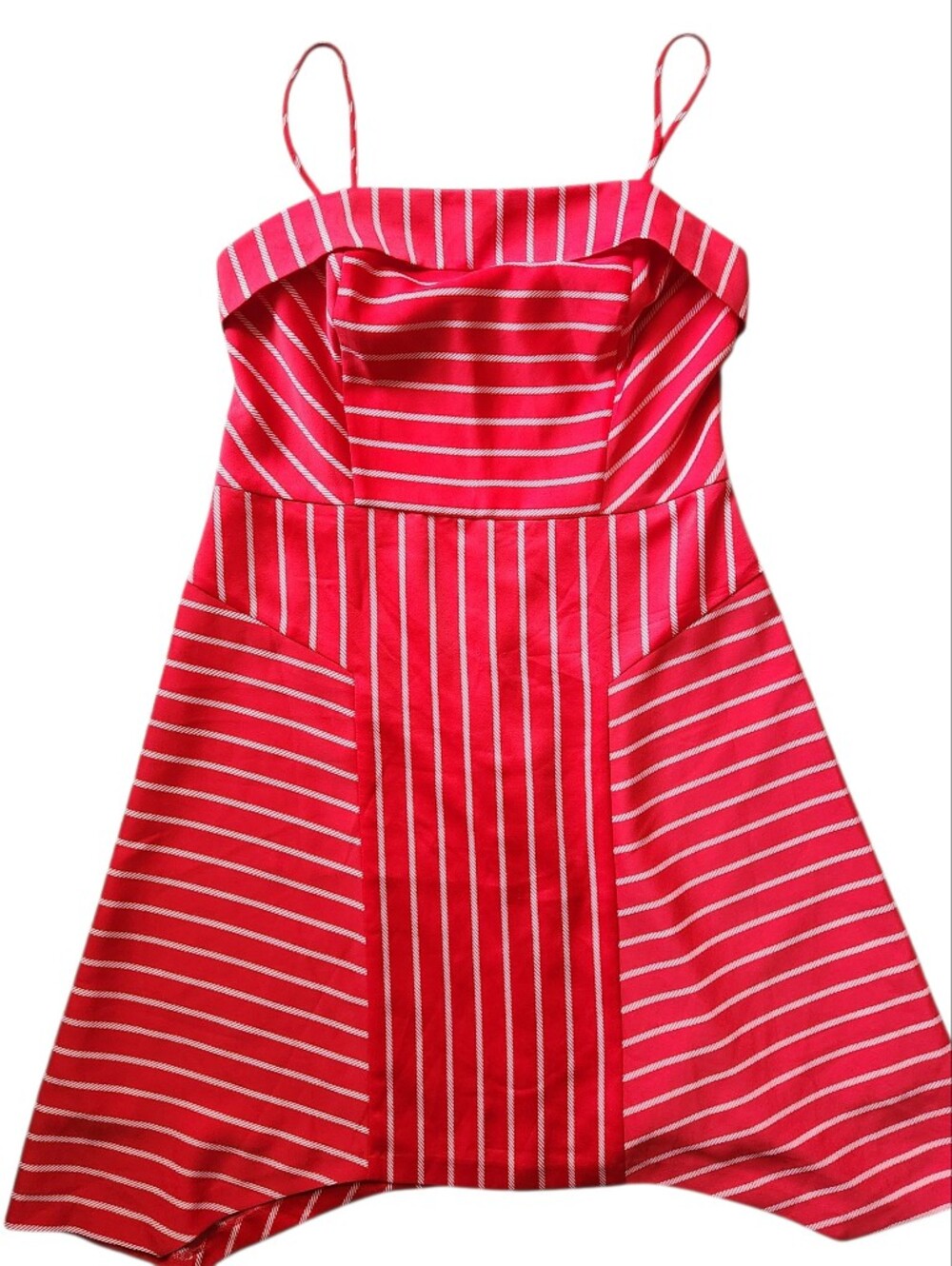 Banana Republic Red and White Striped Spaghetti Strap Dress